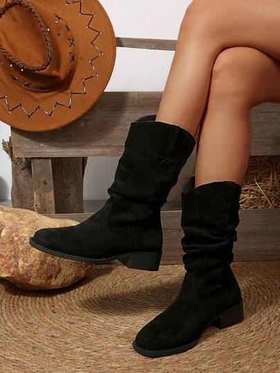 2025秋冬女款360°减震贴合靴，超级舒适，柔软有弹性，新款中筒休闲美拉德骑行靴，无摩擦，防擦伤，高透气性材料，派对必备