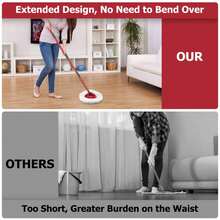 Adjustable Spin Mop Replacement Handle - 4-Section 30" To 58" Pole For O-Cedar EasyWring Systems (Head/Base Not Included)-Red,Perfect Christmas Gift - Màu đỏ - Tay cầm cây lau nhà - Xem 3