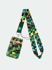 1条可爱猫咪手机挂绳，卡通黑白猫长丝带挂绳配件，无毛猫钥匙扣卡套挂绳，汽车配件包饰，学院哥特风Y2K包包配件挂绳，带证件夹，汽车配件包饰，圣诞礼物，送给老师、朋友、姐妹的礼物创意