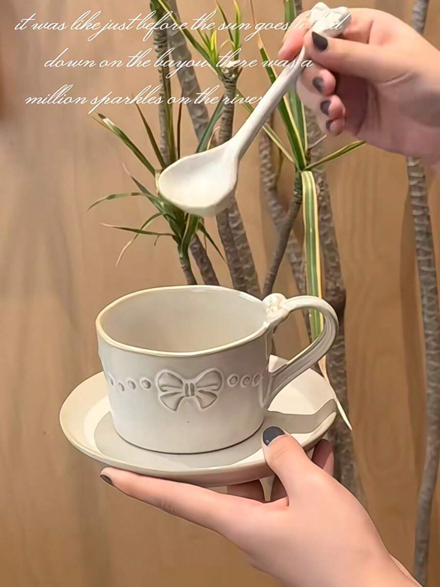 Crackle Glaze Coffee Cup And Saucer Set, Household Afternoon Tea Cup - Multicolor - View 1
