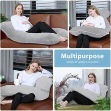 Pregnancy And Nursing Pillow For Baby + Soft Sleeping And Cuddling Pillow, 100% Cotton Pillow Cover, Removable And Washable (Jungle) - Gris Cooling - View 5