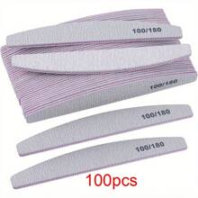 5Pcs/10Pcs Grey Nail Art File Half Moon Buffer Block Double Sided Manicure Files Sticks Nail Salon Tools