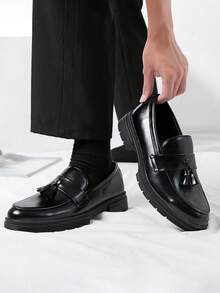 男士商务黑色正装鞋，流苏装饰休闲鞋 - 黑色 - 查看 5