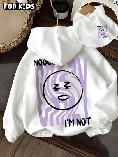 Herbstliches Pullover-Oberteil mit Rundhalsausschnitt und langen Ärmeln für Jungen/Mädchen, verzerrter Buchstabenhintergrund, niedlicher Ausdrucksmusterdruck, lässiges, vielseitiges Langarm-Pullover-Oberteil für Zuhause/zurück zur Schulzeit