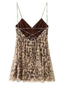 Sleeveless Leopard Print Mini Bodycon Dress, Sexy Backless Party Dress For Women, Summer - Multicolor - View 4