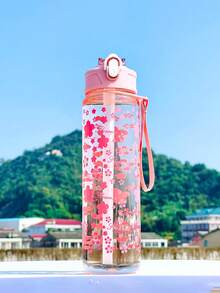 1pc Boy And Girl Summer Water Bottle Cartoon Flower Pattern, Kindergarten Cartoon Cute Sports Water Bottle - 800ml, Straw Cup, With Handle, Leak-Proof, Shock-Proof, Portable - Suitable For Travel, Outdoor Activities, Student Use - Perfect Children's Day And Graduation Season, The Best Gift For Children