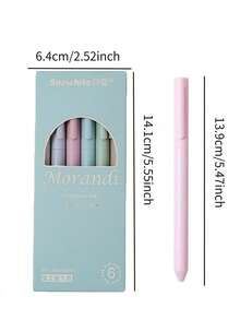 6支装旋转中性笔旋转笔0.5mm子弹头签字笔办公文具学生速干莫兰迪色差笔碳素笔