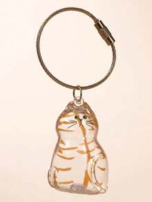 1个猫毛纪念胶囊，可悬挂旋转，可爱猫形密封宠物毛发收纳罐，DIY纪念吊坠礼物，适合爱猫人士和宠物主人，情感购物者之选，简约展示，透明材质，附赠香味猫毛饰品，宠物主人珍藏回忆的必备之选