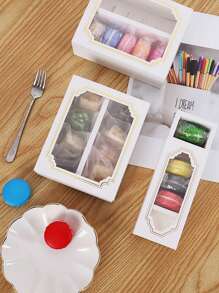 5件/10件马卡龙盒、饼干盒、白色牛皮纸礼品盒适用于蛋糕、饼干、馅饼、甜甜圈