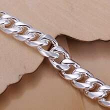 925 Sterling Silver Plated 10mm Square Clasp Bracelet, Charming Party Gift & Wedding Fashion Jewelry For Women - Silver - View 7