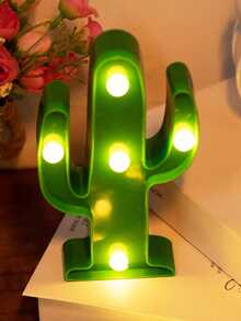 Cactus Shaped Lamp, Mini Cactus Lamp, Christmas Decor Light, LED Glowing Small Night Light, Birthday Party Decorative Lamp - Dark Green - View 6