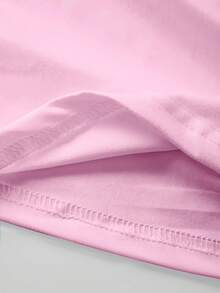 Women Blood Palm Print Loose Oversized T-Shirt For Women - Casual Polyester Knit Fabric With Round Neckline, All-Season Comfort, 1 Piece, 200gsm - hồng - Xem 3