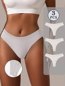 Bộ 3 chiếc quần lót dây gợi cảm dành cho nữ, quần lót G-string cạp thấp không đường may, mềm mại. - trắng - Xem 5