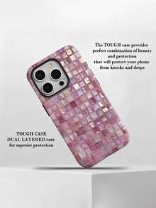 Pink Glass Tile Mosaic Element-Design Phone Case, Suitable For IPhone Models 16, 15, 14 Pro Max, 13, 12, 11, XR, XS Plus Phone Cases, Made Of TPU Silicone Material, Providing Shock And Drop Protection, With Drop Protection Function, And Has A Very Good Hand Feel. It Is The Most Suitable Gift For Family, Friends, And Loved Ones. - trắng - Xem 4