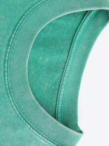 Dr. Pepper Ghost Cute Pumpkin Halloween Double-Sided T-Shirt, Dr. Pepper Men And Women T-Shirt, Halloween Pumpkin T-Shirt, Boutique 230g Washed Batik Retro Thick Cotton T-Shirt, Couple Fashion Casual Exquisite Cotton T-Shirt - Màu xanh Bạc hà - Xem 4