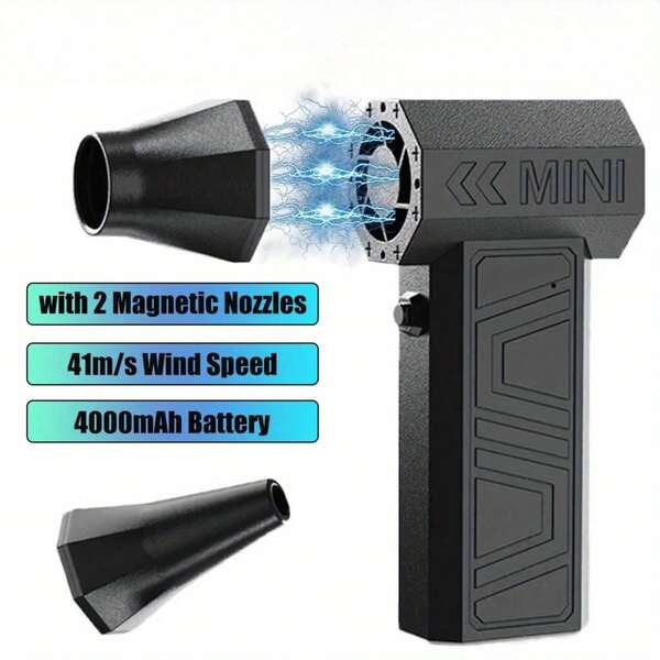 Mini Turbine Jet Fan, Electric Blower, Equipped With A 4000 MAh Rechargeable Battery, For Use With Keyboards, Computers, Cars, And Household Cleaning.