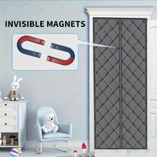 1pc Magnetic Thermal Insulated Door Curtain - Waterproof, Windproof, Noise Reducing, Quilted Design And Wider Edges For Perfect Fit - Easy Installation No Drilling (Hook And Loop/Pushpin Flexible) - Available In Multiple Widths (80cm - 120cm) And 210cm Height, Suitable For Home Decor All Year Round - Multicolor - View 4