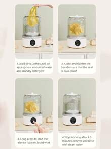 GENAI 1/2 件便携式洗衣机，USB 充电式紧凑型旅行便携式洗衣机，2 种模式迷你洗衣机，深度清洁内衣、婴儿衣服和袜子，最适合公寓、宿舍