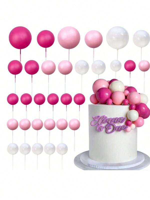 32PCS Cake Decoration Mini Ball, Mixed Size Gold Foam Balls For Cake Decoration,Cupcake Decoration Foam Ball ,DIY Cake Insert Gift Hat For Birthday, Wedding Anniversary, Party Baking Decoration Supplies- Perfect For 70s Disco Theme Parties, Birthdays, And Cakes - No Feathers, Glass Material