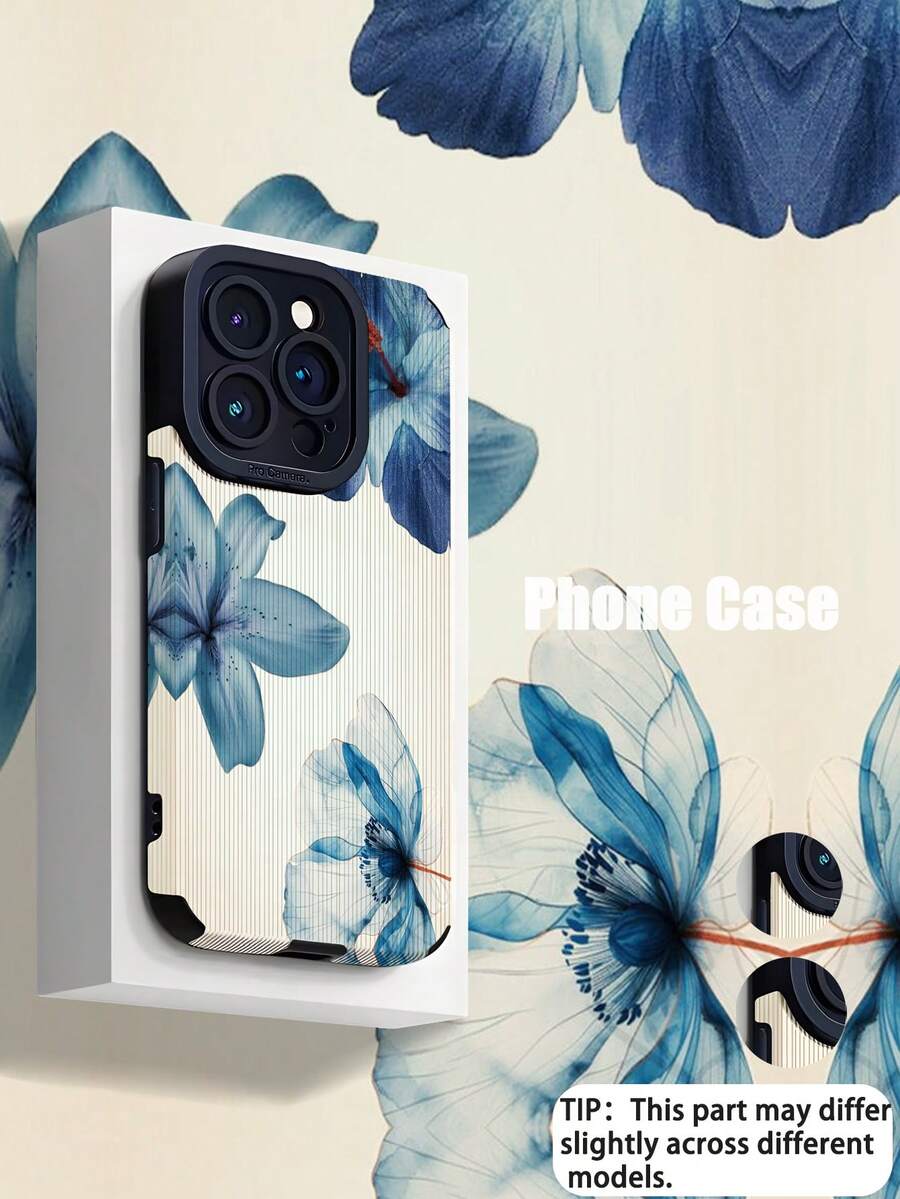 1 pieza Nuevo estuche de teléfono de silicona suave con estampado floral, compatible con Apple 15/15PLUS/15PRO/15PROMAX, resistente al agua, a los golpes, a las caídas y a los arañazos