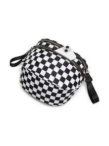 Classic Checkered Design Crossbody Bag–Matches Diverse Styles For Outings, Commutes & Leisure Time  Ample Space For Daily Errands, Casual Outings & Travel Adventures - 黑白格子 - 查看 11