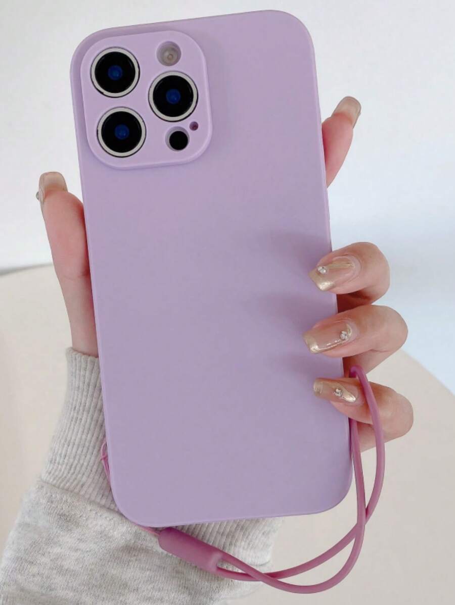 1 pieza Funda de teléfono líquida de unicolor tipo silicona con cordón, compatible con Samsung, compatible con iPhone 11/12/13/14/15/16 Pro Max, Samsung S22/23/24/S25+ UA04/A05/A14/A15/A24/A25/A34/A54 SA56/A36/A26 resistente al agua, a los golpes, a las caídas y a los arañazos