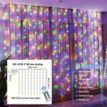 1pc LED Window Curtain Lights With 8 Lighting Modes Remote Control, USB Powered Fairy Lights For Christmas, Halloween, Wedding, Home, Garden, Bedroom, Holiday Party Decor - USB Curtain Light - View 16