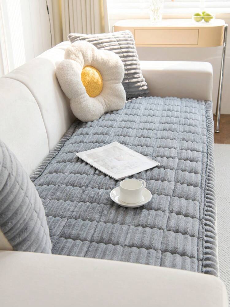 1pc Soft Velvet Sofa Cover, Comfortable And Soft, Suitable For All Seasons, Machine Washable And Hand Washable, Ideal For Protecting Pet Furniture, Perfect For Daily Use, Room Decor, Back To School Season, Fits 2/3/4 Seater Sofas (Multiple Sizes Available) - Light Grey - View 5