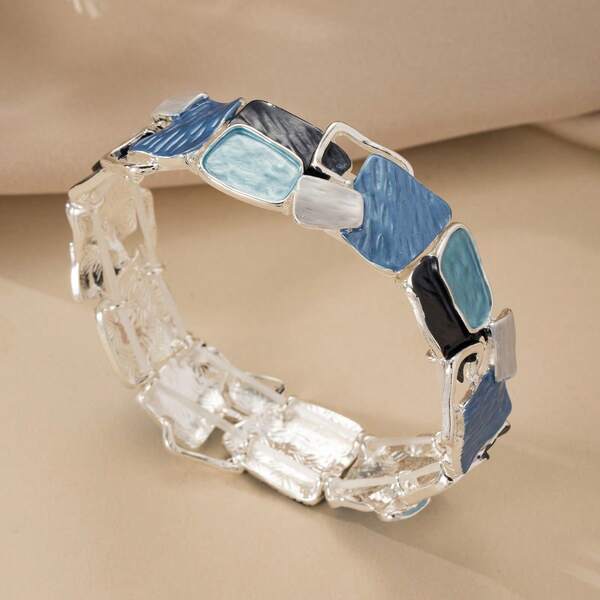 1pc Elegant Zinc Alloy Geometric Design Bracelet For Women, Suitable For Valentine's Day, Mother's Day, Daily Wear, Gift