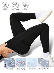 Women's Black High Waisted Seamless Hip Lifting Yoga Pants,Yoga Leggings,Exercise Leggings,Breathable Nude Outdoor Pants Gym Running Training Leggings - màu đen - Xem 2