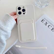 1 个卡夹手机壳（带手机壳挂绳）豪华手机壳，1 个纯色硅胶手机壳带挂绳，适用于三星、Apple 11/12/13/14/15/16 Pro Max、三星 S22/23/24/S25+ UA04/A05/A14/A15/A24/A25/A34/A54 SA56/A36/A26、Honor 70/90/400/X56789abc、Redmi Note 14/13/12/1 Pro 防水防震防摔防刮 - 白色 - 查看 2