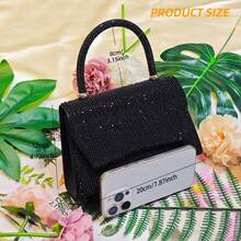 [Bolso cuadrado pequeño con brillo] Bolso cuadrado pequeño elegante y sofisticado - Adornos de strass y perlas falsas, diseño brillante | Perfecto para vestir de noche | Para llevar al hombro o en la mano | Agrega elegancia a los atuendos