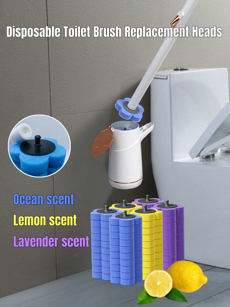 10/20 件一次性马桶刷替换头、多功能清洁刷头、升级材质一次性马桶清洁棒头刷兼容多种棒、浴室清洁工具、浴室必需品、（不含马桶刷）浴室装饰秋季装饰。