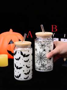 1pc Glass Cup With Straw, Creative Christmas Water Cup - Multicolor - View 3