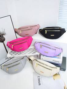 Men's Oxford Cloth Waist Pack With Metallic Zipper, Fashionable Shoulder & Crossbody Bag - Multicolor - View 2