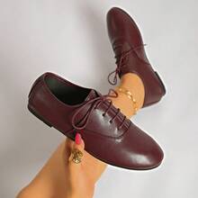 0.5 Size Smaller New Spring/Summer/Autumn Soft Comfortable Lightweight Low Heel Ballerina Flats, Fashion Work Shoes For Women, Red, Black, Burgundy, Casual Sneakers, Closed Toe Mary Jane Lolita Shoes, Ballet Flats - Burgundy - View 6