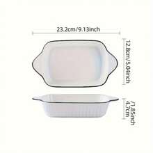 Design - Small Ceramic Baking Dish, Rectangular Bakeware With Handles, Oven Safe & Microwave Safe