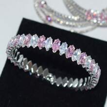 1pc Fashion Cubic Zirconia Decorated Open Ring, Suitable For Women's Daily Wear, Holiday & Friendship Gift