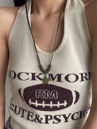 1 件简约星形五角星项链，钛钢精致颈链，适合女士