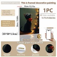 1pc Canvas Wall Art, Framed Wall Decor, Vintage Christmas Theme, Christmas Tree Kitten, Holiday Home Decor, Christmas Cat Lover Gift, Cat Wall Decor, Christmas Animal Decor, Christmas Decoration, Christmas Poster, Winter Decor, Christmas Bathroom Decor, Christmas Home Decor, Room Decor, Dorm Decor, Bedroom Decor, Living Room Decor, Office Decor, Dining Room Decor - Multicolor - View 18