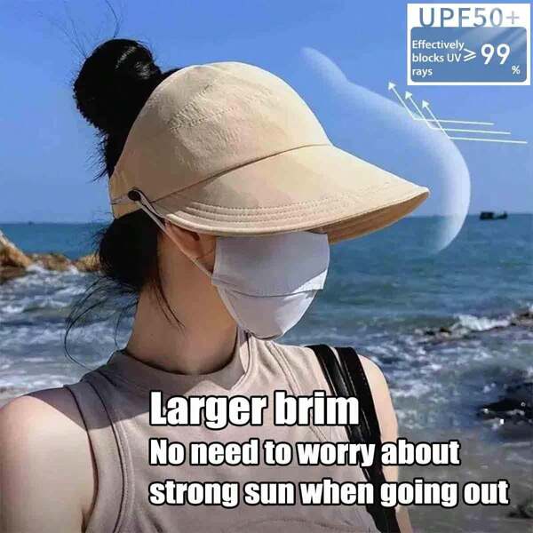 Women's Outdoor Uv Protection Hollow Top Wide Brim Sun Hat, Sun Hats For Women Uv Protection