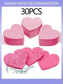 50 pièces/5 pièces/10 pièces/20 pièces Nouvelles éponges de lavage du visage compressées en forme de cœur, tampons de démaquillage et de nettoyage