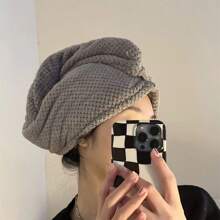 1pc Coral Fleece Super Soft Fiber Hair Towel Wrap For Women, Anti-Frizz With Elastic Strap, Quick Drying For Wet, Long, Curly Hair, Ideal For School, Travel, Home Use - Multicolor - View 10