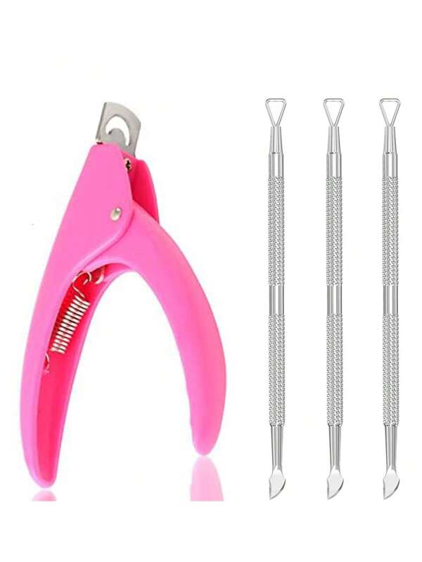 Acrylic Nail Clippers 4 In 1 Set, Adjustable Stainless Steel Nail Clippers For Acrylic Nails Tips, Professional Cuticle Nipper Cutter Cuticle Pusher Remover, Pink Nail Supplies,Nails,Nail Tech Supplies,Nail Tech Supplies,Nail Supplies