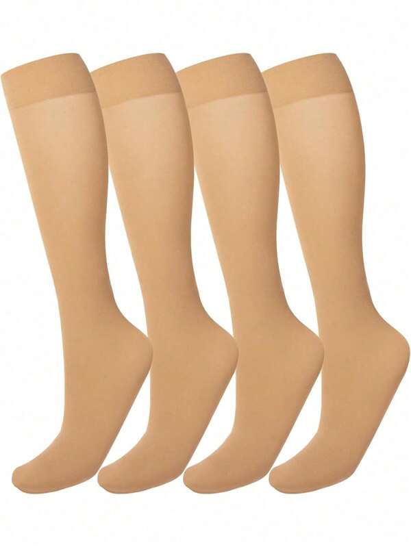 (2pairs)Women's Knee High Socks Ladies Nylon Long Socks 2pairs Semi Opaque Trouser Socks Knee Stockings, Y2k, Cozy Socks
