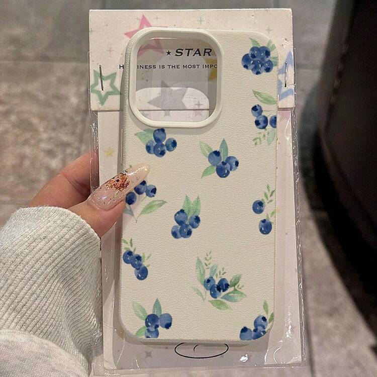 1个TPU材质蓝莓图案手机壳，兼容/等手机，国际版，非国内版 - 白色 - 查看 3