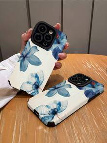 1 pieza Nuevo estuche de teléfono de silicona suave con estampado floral, compatible con Apple 15/15PLUS/15PRO/15PROMAX, resistente al agua, a los golpes, a las caídas y a los arañazos - Multicolor - Ver 3