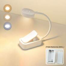 2 Packs Portable LED Clip On Book Light, 1 Pack 3 Color Temperatures & 360° Goose Neck, Eye-Caring Reading Lamp AAA Battery Operated Mini Desk Light For Crafts Working, Mini LED Table Lamp, Easy To Use Interior Decorative Night Light Without Battery, Suitable For Bed Travel Bible Study