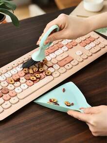 2 件迷你扫帚和簸箕套装，塑料桌面清洁扫帚和簸箕清洁工具 - 彩色 - 查看 7