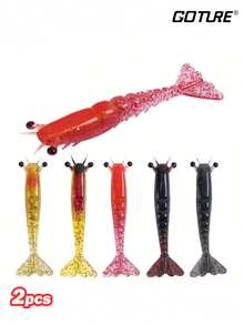 Goture 2pcs Submerged Iron Armored Shrimp Bionic Soft Shrimp Box Set Roady Soft Bait Freshwater Sea Fishing Bait